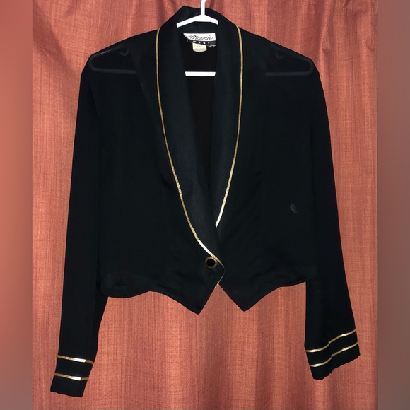 Vintage* sheer black waist cut blazer with gold detailing from Marnie! - Picture 1 of 4